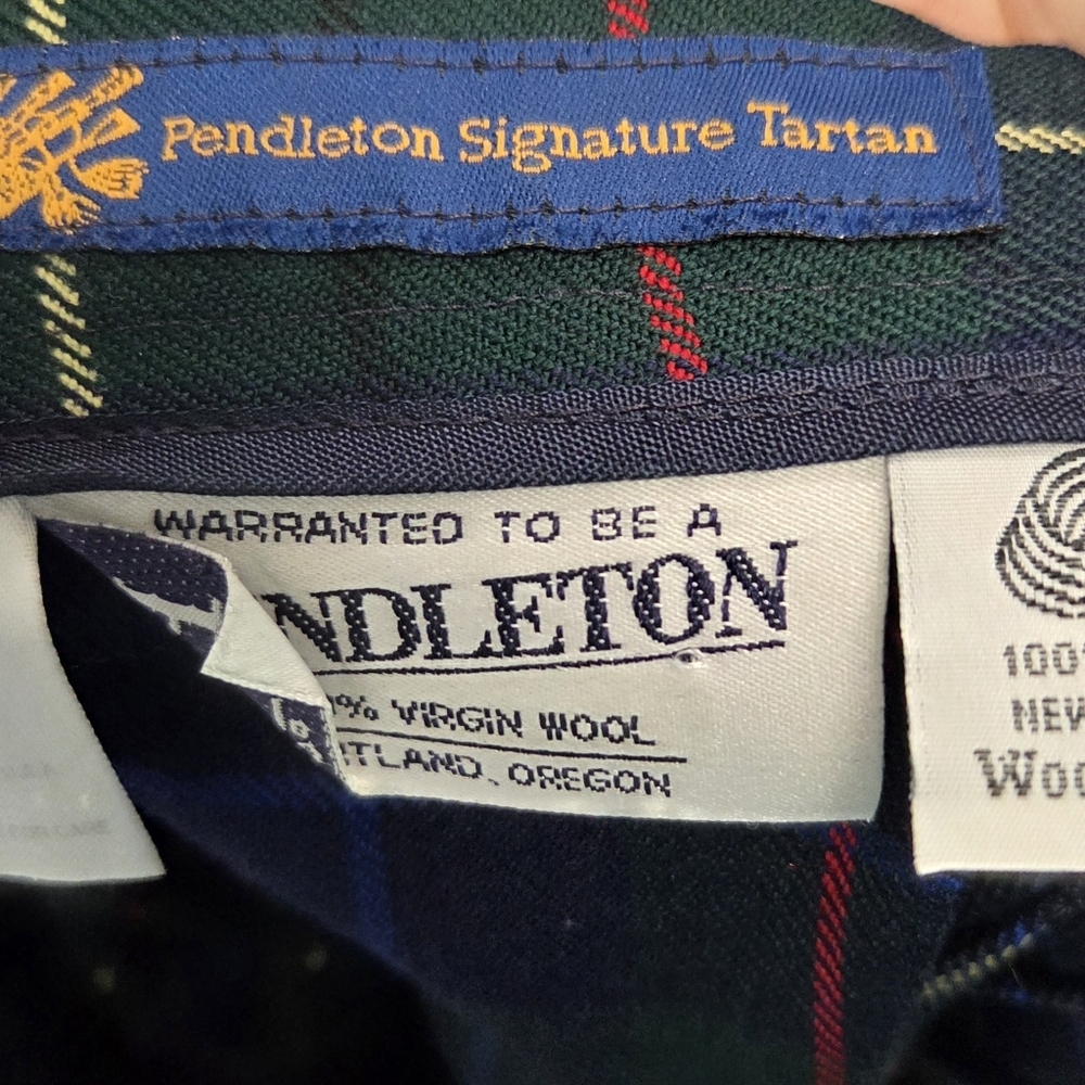 Vintage Pendleton Signature Tartan Plaid Pleated Wool Skirt Made In USA Size 12 - Picture 5 of 6